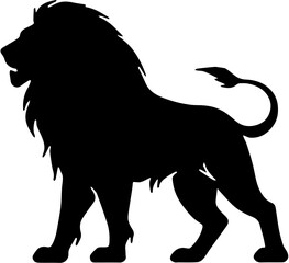 lion howling black silhouette vector, Simple silhouette Design vector icon with white background. Wild Animal Vector