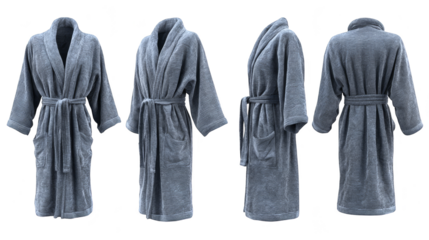 Four hooded robes and a simple robe, captivating display of clothing garments.
