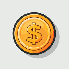 Obraz premium Golden money coin dollar icon isolated flat style