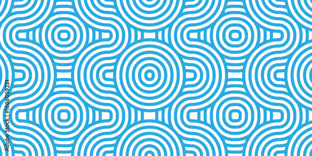 Poster minimal overlapping pattern geometric diamond geometric waves spiral abstract circle wave line. blue