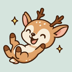 reindeer cartoon happy expression and Joyful