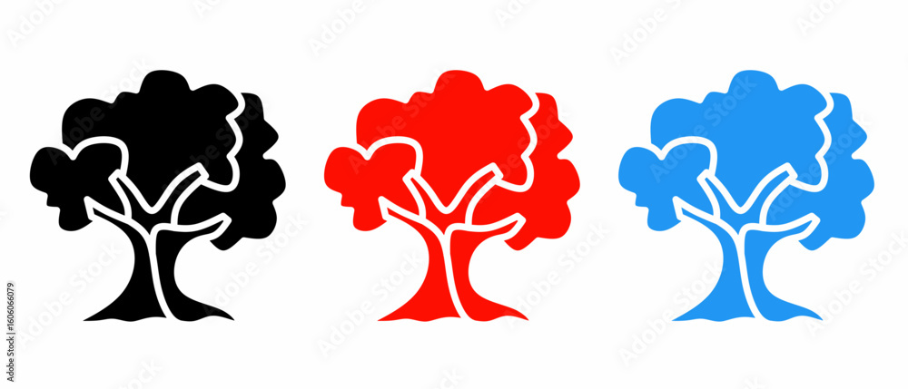 Poster tree icon illustration set with colorful. stock vector.