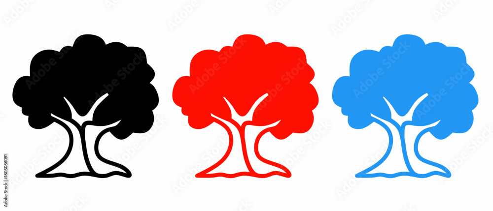 Poster tree icon illustration set with colorful. stock vector.