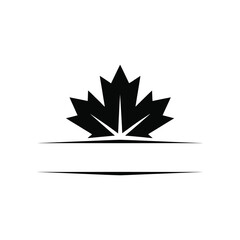 Stylized dark maple leaf emblem with copy space
