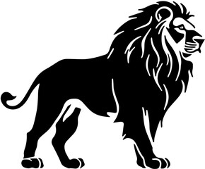 lion howling black silhouette vector, Simple silhouette Design vector icon with white background. Wild Animal Vector