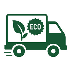 Eco-Friendly Delivery Icon – Truck with Leaf PNG