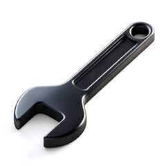 Obraz premium A close-up of a sleek, black adjustable wrench, perfect for highlighting tools used in mechanics and construction work in various industrial settings.