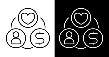 Teamwork with Dollar Sign editable line icon