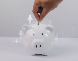  Business Fund Return on Digital Background with Finance and Rates. Financial Accounting of...