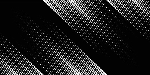 White halftone banner template design with abstract speed lines style. Halftone white color pattern with dots and grunge texture background. Pop art comic with sporty style with white and black dots