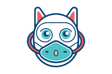 A Cute Cartoon Cat Wearing a Protective Mask An Adorable Safety Message