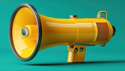 Bright yellow megaphone on teal background (5)