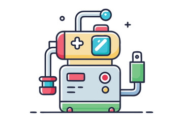 Whimsical Retro Robot Illustration with Playful Colors and Cartoonish Design
