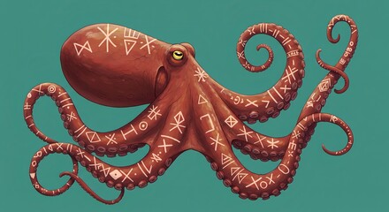 Obraz premium Ornate Octopus: A Tribal Sea Creature