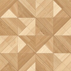 Geometric Wooden Parquet Pattern with Light Brown and Tan Squares Texture