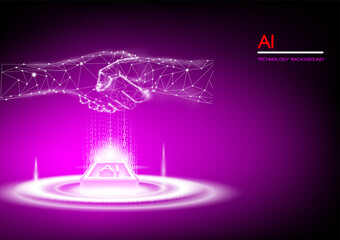 Power AI in daily use technology concept,hitecth technology abstract background with drak background.futuristic style vector