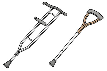 Assorted Mobility Aids Two Crutches for Leg and Foot Injuries