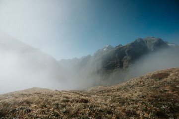 View from Mackinnon Pass on Milford Track, Fiordland National Park, New Zealand