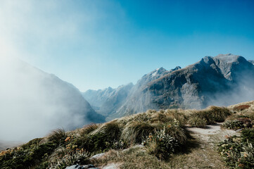 View from Mackinnon Pass on Milford Track, Fiordland National Park, New Zealand
