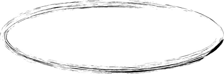 Oval frames brush painted, ink stamp, circle banner