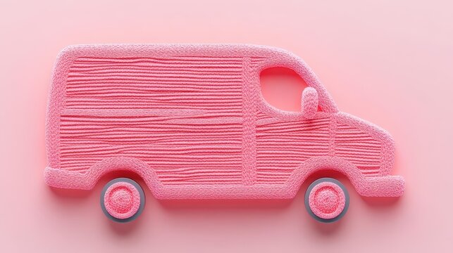 Pink Knit Van Illustration