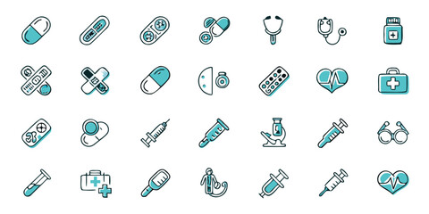 Medical Icons Collection Healthcare and Wellness Illustration
