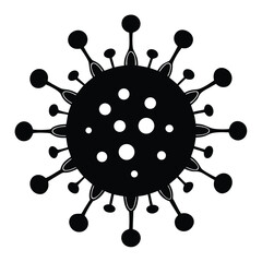 Black and White Vector Illustration of a Generic Coronavirus Infectious Disease Illustration Symbol