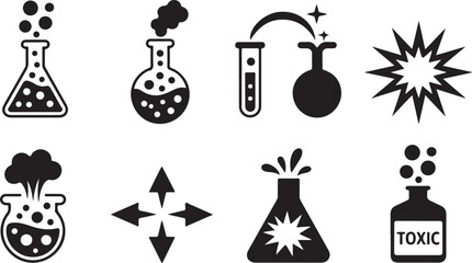Laboratory and Chemical Hazard Icons Set
