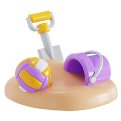 Beach games 3D Illustration