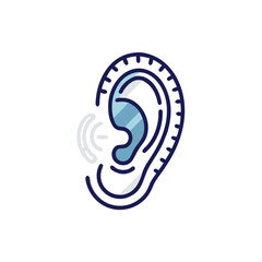 Illustration of a Human Ear Depicting Hearing and Sound Reception Process