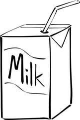 hand drawn vector illustration of a box Milk