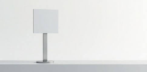 Blank White Sign on a Minimalist Stand Against a Simple Background