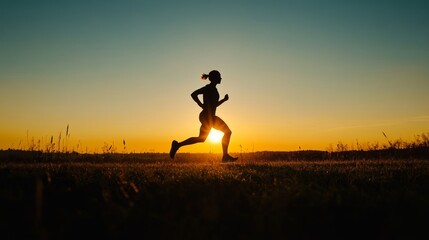 Silhouette of a Jogger at Sunrise