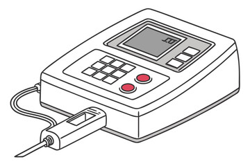 Portable Medical Device for Diagnostic Testing and Monitoring Purposes Illustrated Professionally with Neutral Colors and Black Outlines
