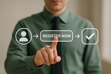 REGISTER NOW. Register now business website online technology concept. Registration new account.