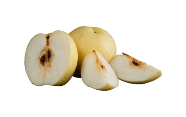 display of whole and cut pear slice