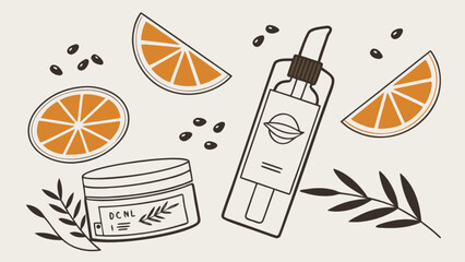 Orange skincare product beauty citrus fruit essential oil natural organic wellness aromatherapy treatment