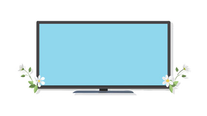 Modern flat screen tv television display with floral decoration for home entertainment and technology concept