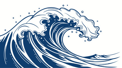 Ocean wave illustration vector graphic design sea water nature blue waves tsunami nautical surfing artwork