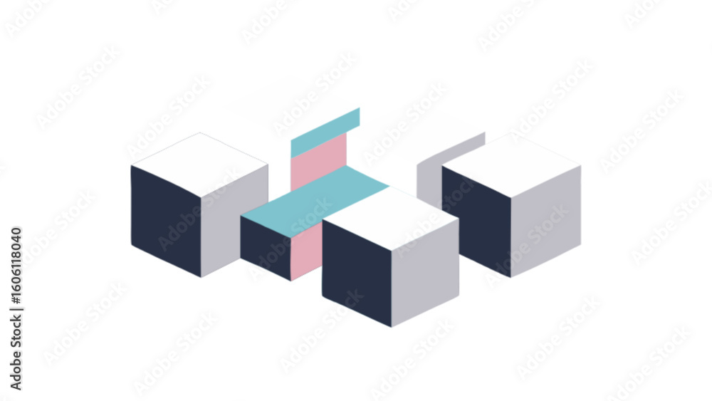 Aufkleber isometric cubes design illustration for graphic design projects and creative presentations with mode