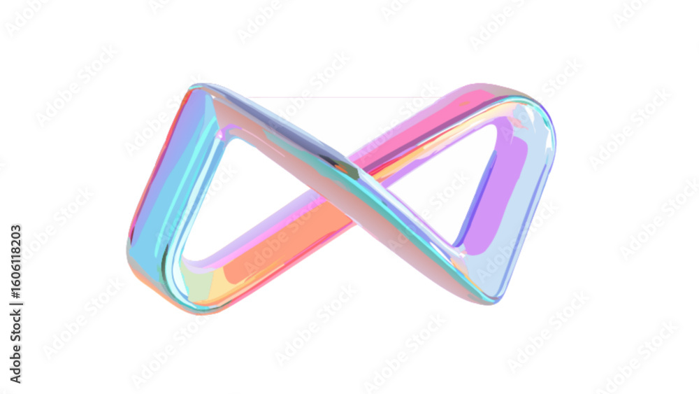Poster holographic iridescent infinity loop abstract design element for graphic design and creative project