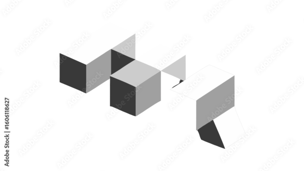 Poster isometric cube arrangement illustration for graphic design and visual arts projects and presentation