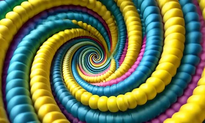 Colorful Spiral of Candy Beads Twirling in a Vortex Pattern with Vibrant Bright Colors and Slow Motion Camera Effect - Powered by Adobe