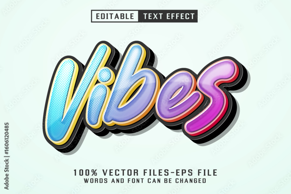 Aufkleber vibes editable text effect