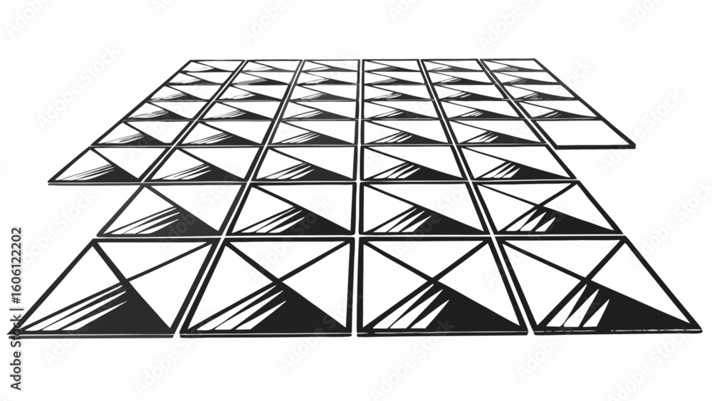 Poster geometric pattern design black and white square grid abstract art modern tile background vector illu