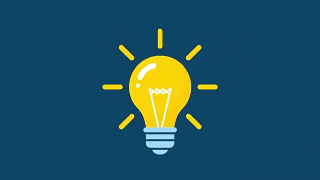 Lit cartoon lightbulb on a blue background