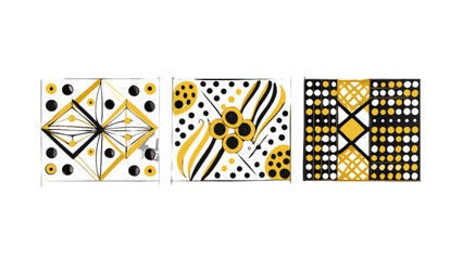 Abstract geometric art pattern design with circles and lines in black and yellow color illustration