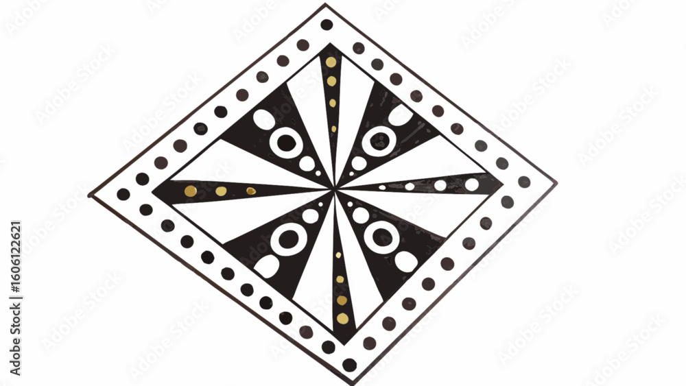 Poster geometric diamond shape illustration black and white pattern with circles and lines design element a
