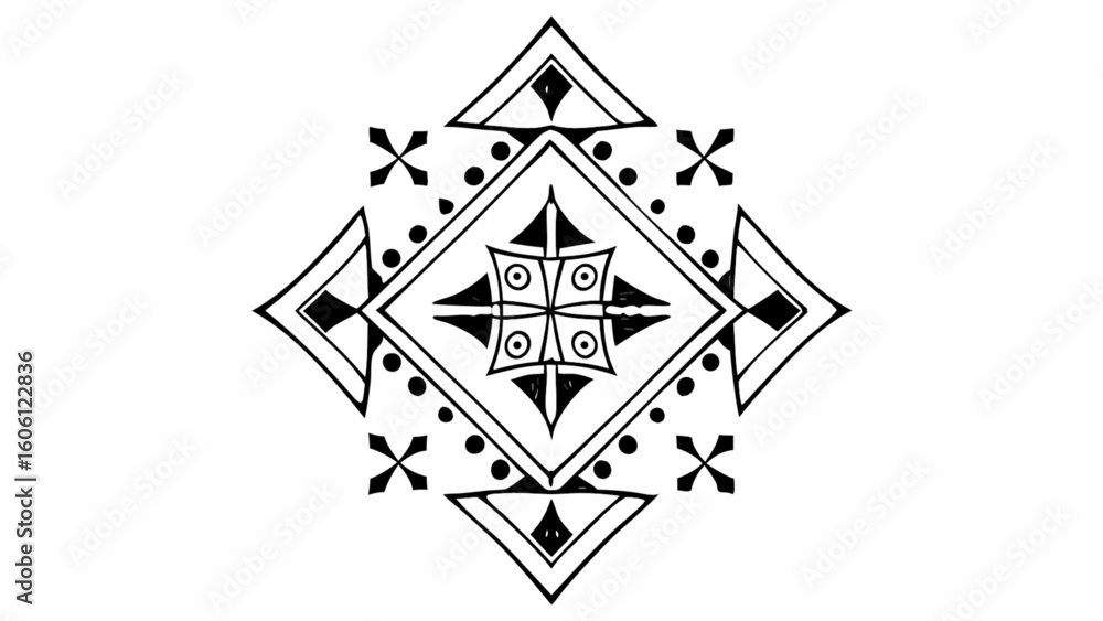 Poster geometric mandala design vector art with abstract shapes for tattoo or decoration and pattern elemen