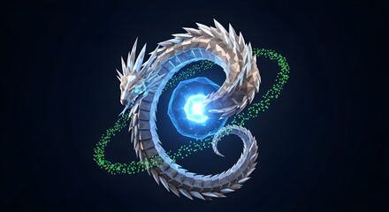 Futuristic Cybernetic Snake with Glowing Blue and Green Accents